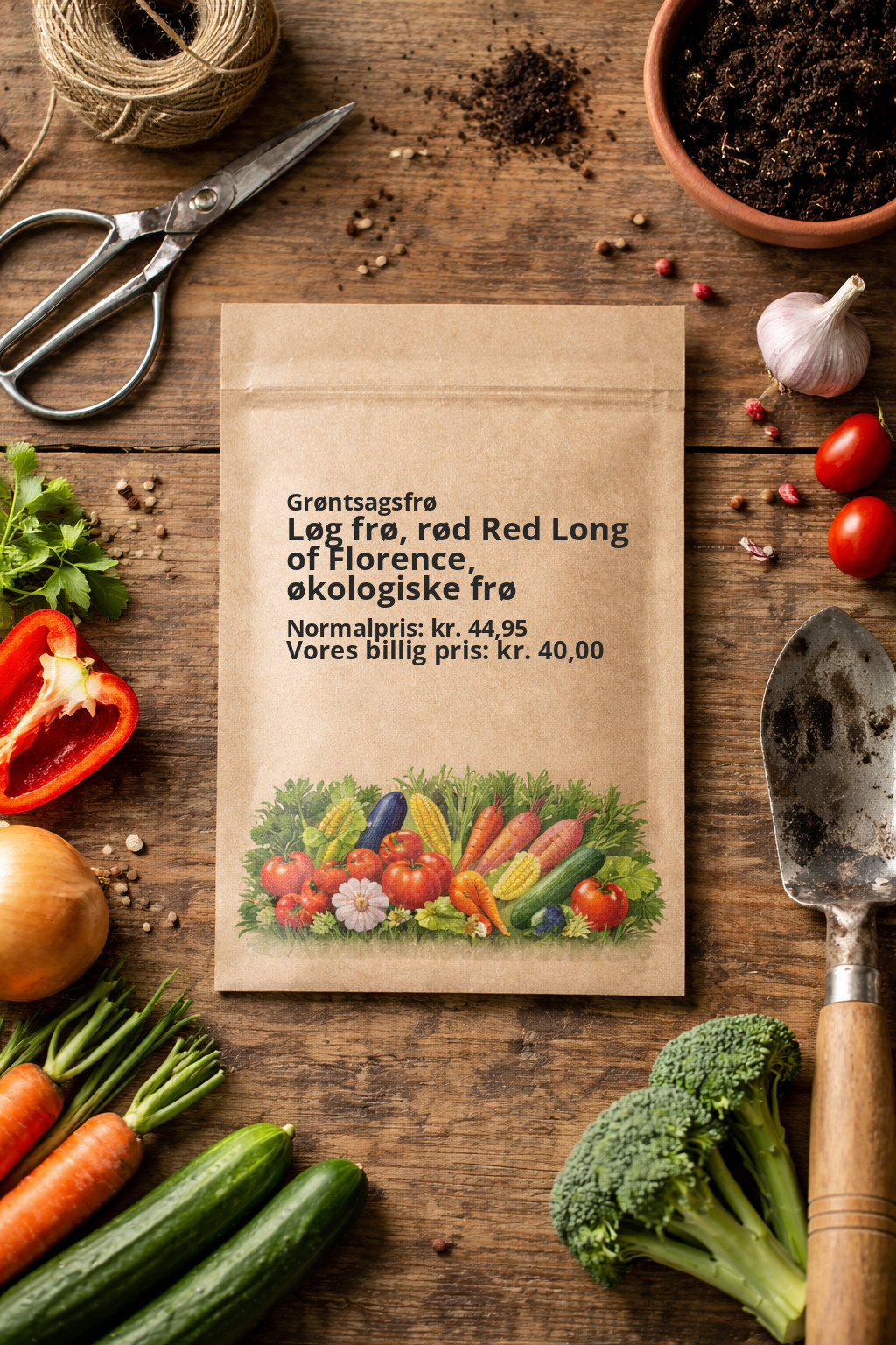 Løg frø, rød Red Long of Florence, økologiske frø