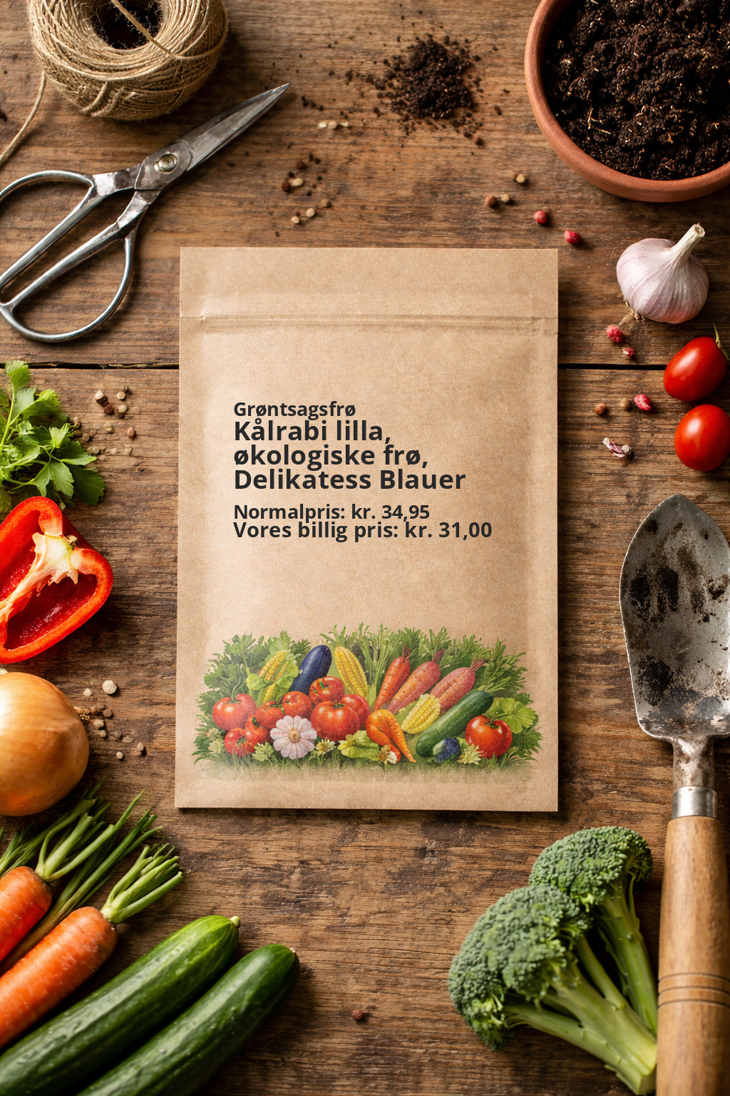 Kålrabi lilla, økologiske frø, Delikatess Blauer