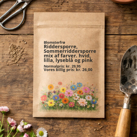 Riddersporre, Sommerriddersporre mix af farver. hvid, lilla, lyseblå og pink