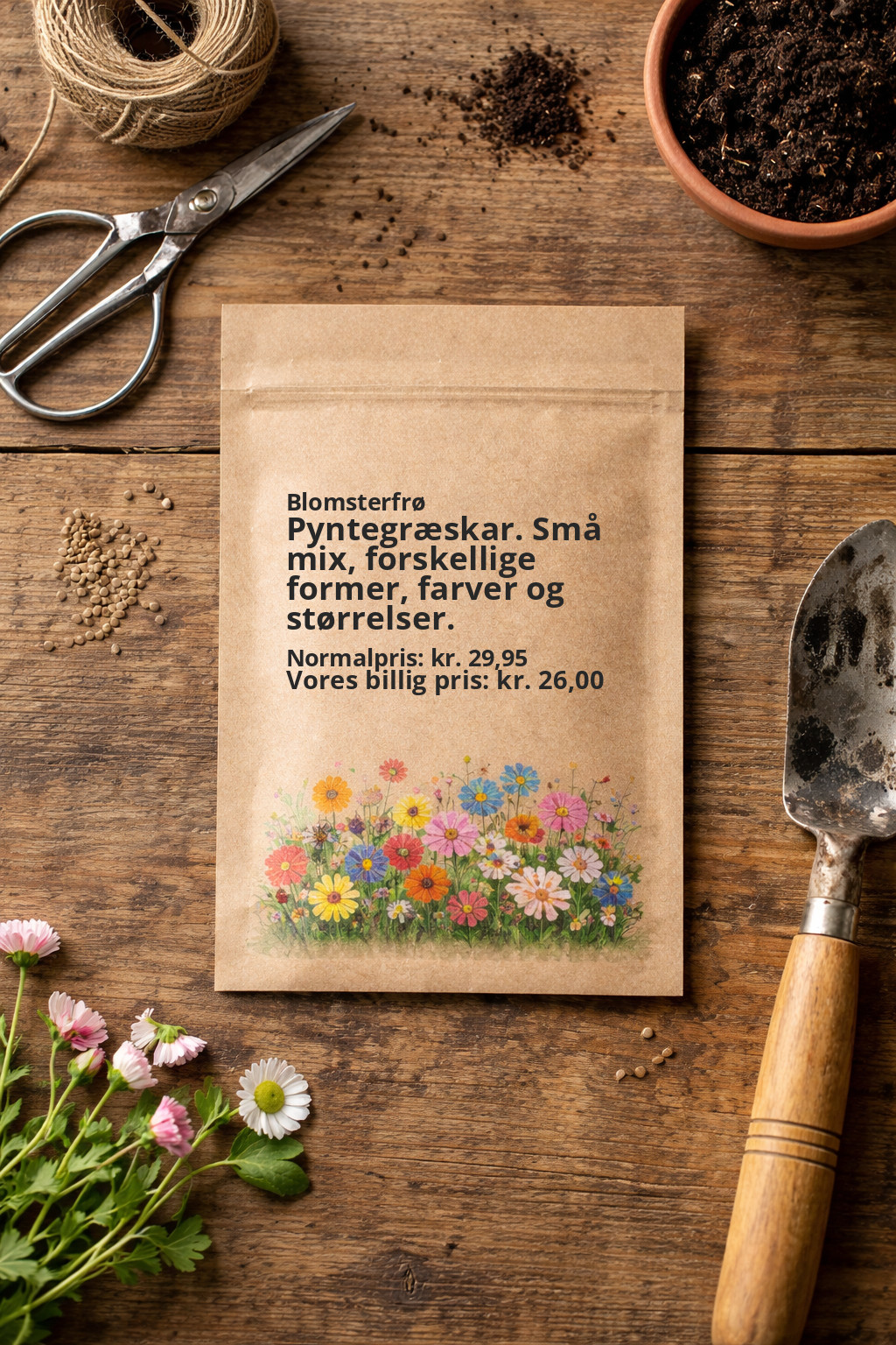 Pyntegræskar. Små mix, forskellige former, farver og størrelser.